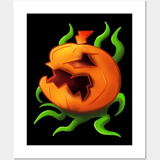 Halloween Monster Pumpkin Illustration Posters and Art